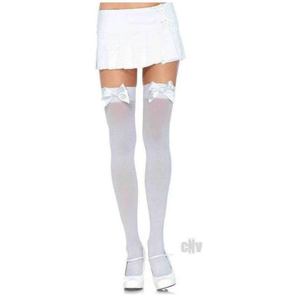 White Nylon Over The Knee Lingerie with Bow - O/S, Model NTKW-001, Women's Pleasure Area, One Size - Adult Naughty Store