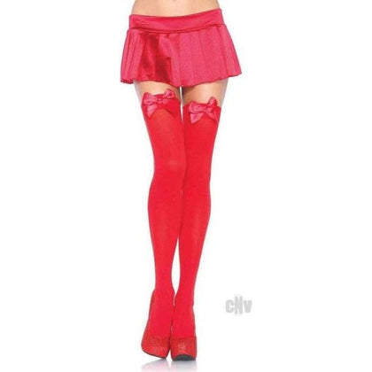 Nylon Over The Knee W/bow Os Red