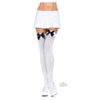 Elegant Intimates Nylon Over The Knee with Bow O/S White/Black - Adult Naughty Store