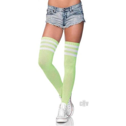Athlete Thigh Hi 3 Stripe Os Green

Introducing the Sensational Athlete Thigh Hi with 3 Stripe Top O/S NEON GREEN - The Ultimate Lingerie Delight for All!