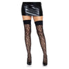 Introducing the Seductively Wild Leopard Net Thigh Highs with Wide Band Top O/S Black - The Ultimate Delight for Your Sensual Nights! - Adult Naughty Store