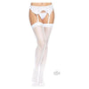 Elegant Intimates Micro Net Butterfly Backseam Thigh Highs O/S White - Sensual Sheer Lingerie for Women - Model MN-BH-001 - Perfect for Alluring Leg Seduction - One Size Fits Most - Adult Naughty Store