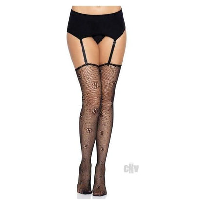 Eleganza Daisy Dot Fishnet Stockings - Model DD-1001 - Women's Intimate Seduction - O/S Black - Adult Naughty Store