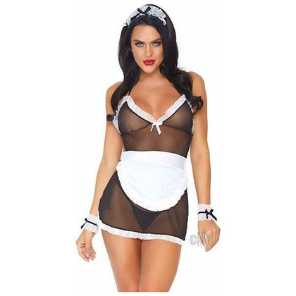 Femme Fatale 4pc Seductive French Maid Lingerie Set - Model 4SWB-O/S (Black/White) - Adult Naughty Store