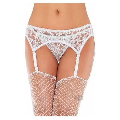 Elegant Intimates Lace Garter Belt with Thong Set - Plus Size White - Model 2PC-PSW