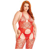 Heart's Desire Seamless Red Suspender Bodystocking 1X-2X - The Ultimate Intimate Accessory for Passionate Nights - Adult Naughty Store