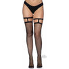 Elegant Intimates Fishnet Thigh High Garter Top - Model LGS-01B - Women's Erotic Lingerie - Sensual Pleasure - One Size Black - Adult Naughty Store