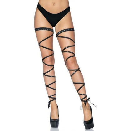 Introducing the Dazzling Rhinestone Garter Leg Wraps - O/S Black: A Seductive Delight for Alluring Nights! - Adult Naughty Store