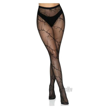 Os Cracked Fishnet Tights Model X1 - Sensual Black, Unisex, Alluring Legwear, Size OS - Adult Naughty Store