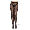 Elegant Intimates Seamless Chantilly Floral Lace Tights - Model O/S Black, Women's, Sensual Allure, One Size - Adult Naughty Store