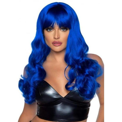 Misfit Blue O/S Long Wavy Bang Wig - Sensational Unisex Hairpiece for Alluring Style and Versatility