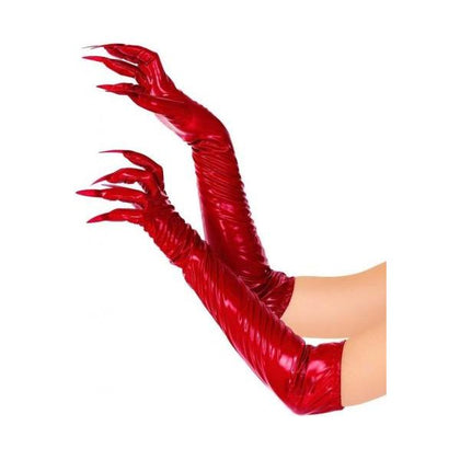 Introducing the Sensual Vinyl Claw Gloves: Petite Red Seduction - Model VCG-SR-001 - For Him and Her - Unleash Pleasure in Style - Size Small