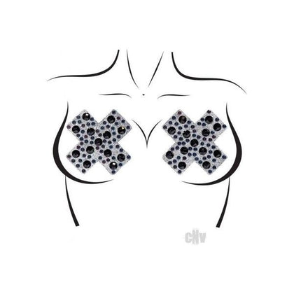 X Factor Nipple Jewel Stickers - Black Adhesive Lingerie Accessory for Women - O/S (One Size) - Adult Naughty Store