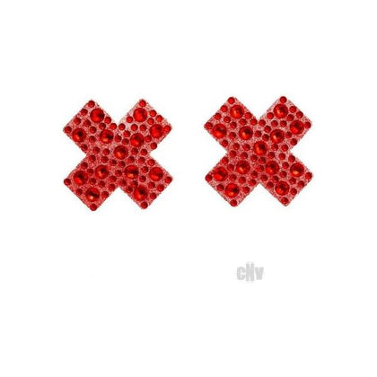 X Factor Adhesive Nipple Jewel Stickers - Sensational Red, Exquisite Body Jewelry for Alluring Nipples