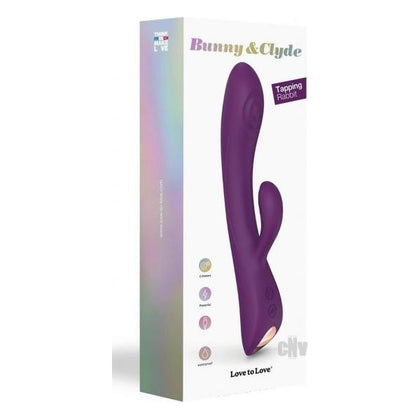 Bunny and Clyde Purple Rain - Powerful Dual Stimulation Tapping Rabbit Vibrator for Women - Model BC-PR01 - Intense G-Spot and Clitoral Pleasure - Deep Purple