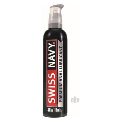 Swiss Navy Premium Anal Lubricant - 4oz Silicone-Based Formula for Long-Lasting, Silky-Smooth Anal Play - Enhanced with Clove Leaf Oil - Gender-Inclusive - Pleasure Enhancer - Transparent
