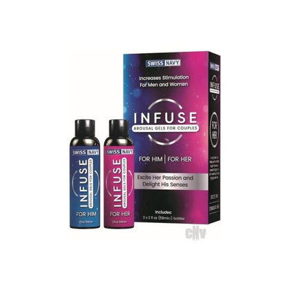 Swiss Navy INFUSE Arousal 2 2oz Set - Male and Female Stimulation Gels - Butea Superba Infused Pleasure Enhancer - His and Hers Warming/Cooling Tingling Sensation for Increased Stamina and Sexual Arousal