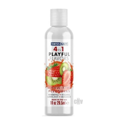 Swiss Navy 4-in-1 Playful Flavors Strawberry Kiwi Pleasure 1oz - Versatile Pleasure for Every Lover's Lifestyle