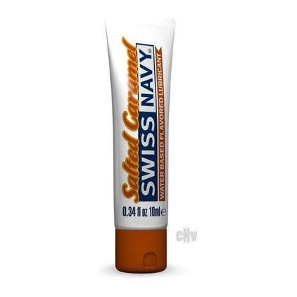 Swiss Navy Salted Caramel Lube 10ml - Intimate Pleasure Enhancer for All Genders - Indulge in Sensual Delights with this Paraben-Free and Sugar-Free Lubricant