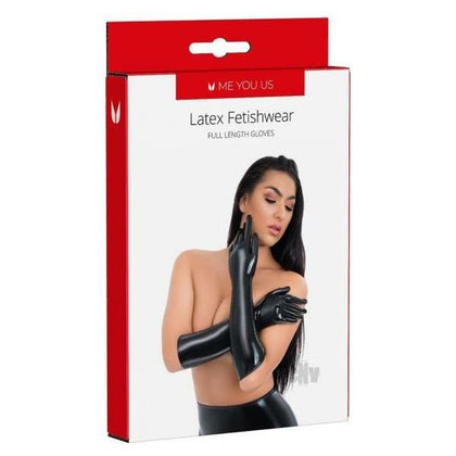 Me You Us Latex Full Length Glove - Model MD Black, Unisex, Sensual Pleasure, Size Medium - Adult Naughty Store