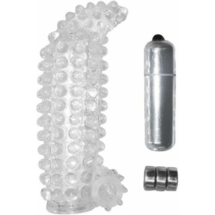 Introducing the Clear Studded Cock Teaser Penis Extension with Bullet Vibrator - The Ultimate Pleasure Enhancer for Him and Her - Adult Naughty Store