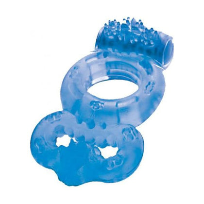 Macho Double Ring Clitoral and Testicular Stimulation Vibrating Cockring Waterproof Blue - Adult Naughty Store