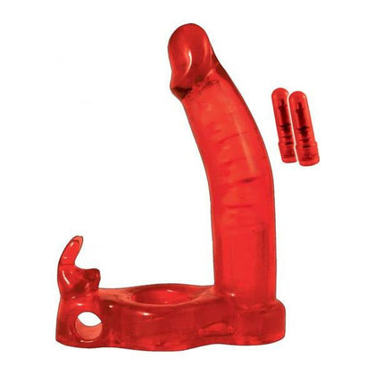 Introducing the Red Rabbit Double Penetrator Cockring - Model RP-2000: Ultimate Pleasure for All Genders