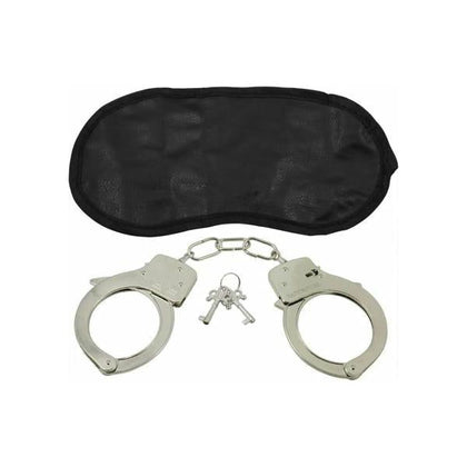 Introducing the Dominant Submissive Collection Police Style Metal Handcuffs - Model DS-101, Unisex, for Sensual Pleasure, Silver - Adult Naughty Store