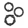 Introducing the Luxurious Black Beaded Cock Rings 3 Pack - Model X1: The Ultimate Pleasure Enhancer for Men - Adult Naughty Store