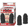 RAM Black Extension Condoms - 2-in-1 Deeper Penetrations - Model X4 - Unisex - Enhances Pleasure - Black