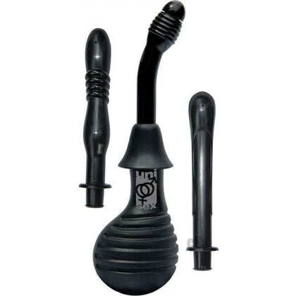 Introducing the Big Douche W-3 Unique Attachments Black - the Ultimate Unisex Anal and Vaginal Pleasure Device - Adult Naughty Store