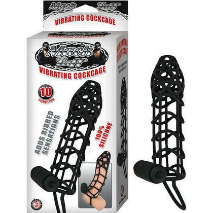 Mack Tuff Vibrating Cock Cage Black - Premium Silicone, 10 Functions, Model MTVC-001, Male, Ribbed Pleasure, Waterproof - Adult Naughty Store