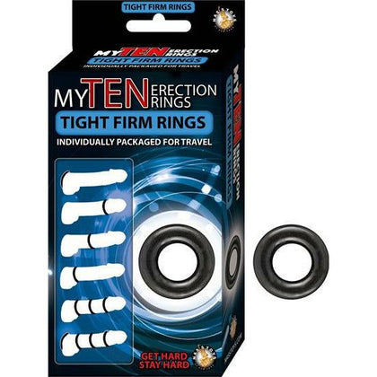 Ten Erection Rings - Tight Firm Rings Black | Model TR-10 | Male | Enhance Pleasure | Waterproof - Adult Naughty Store