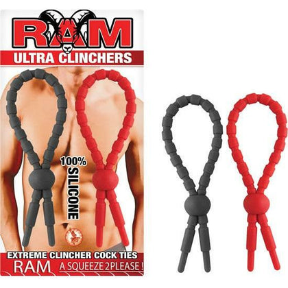 Ram Ultra Clinchers Cock Ties 2 Pack - Red/Black, 100% Silicone Waterproof Cock Rings for Enhanced Pleasure