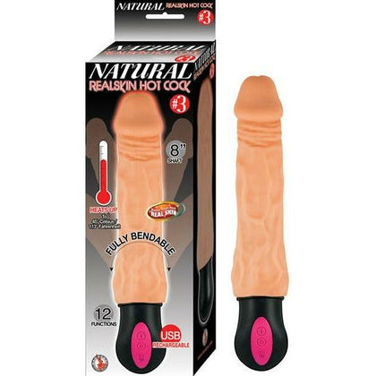 Natural Realskin Hot Cock #3 8 inches Beige Vibrating Dildo - Unleash Intense Pleasure for All Genders!