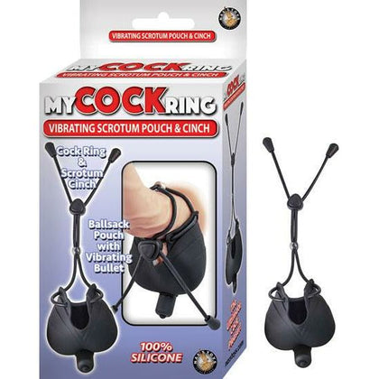 Introducing the SensaPleasure™ Vibrating Scrotum Pouch Cock Ring - Model SV-11B: Unleash Ultimate Pleasure in Black - Adult Naughty Store