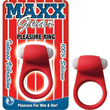 Maxx Gear Pleasure Ring Red Vibrating Cockring - Intense Pleasure for Him and Her, Model MXG-VR01, Waterproof, 100% Silicone
