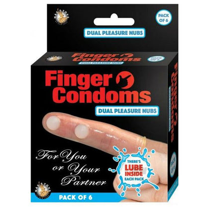 Introducing the SensaPleasure Finger Condoms - Model FC-6X: Dual Pleasure Nubs for Enhanced Intimacy, Unisex, Pleasure Zone Stimulation, Clear