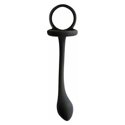 Introducing the SensualSilicone Cockring Ring with Butt Plug Black - Model X1: The Ultimate Pleasure Combo for Him and Her! - Adult Naughty Store