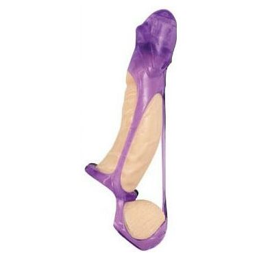 Purple Pleasure Enhancer Sleeve - Model X1 - Male - Vibrating Cockring with Scrotum Cradle - Adult Naughty Store