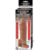 Natural Realskin Vibe Xtender W-Ring Brown - Realistic Penis Extender Sleeve with Removable Bullet Vibe for Enhanced Pleasure - Model NRVX-001 - Unisex - Adds 3 inches in Length and 30% Extra Girth - Waterproof - Brown