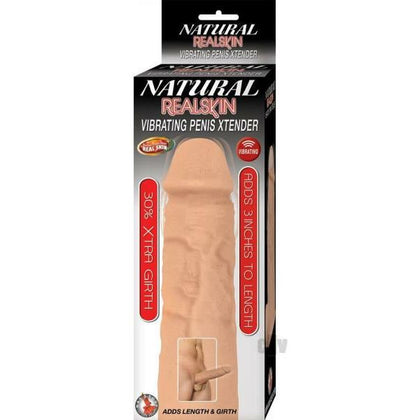 Natural Realskin Vibe Penis Xtend White - Realistic 3-Inch Penis Extension Sleeve for Men - Model XT-300 - Enhances Length and Girth - Waterproof - Phthalate-Free - RoHS Compliant - White