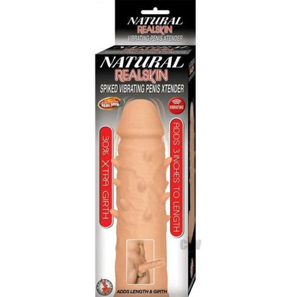 Natural Realskin Spiked Vibe Xtend White - Powerful 3-Inch Length Extender with Vibrating Action for Enhanced Pleasure - Men's Realistic Sleeve - Model XTV-300 - Waterproof - Phthalate-Free - RoHS Compliant - White