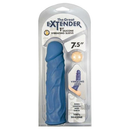 Introducing the SensaSilk™ Blu 7.5 Vibrating Head Extender Sleeve - A Premium Silicone Pleasure Enhancer for Him and Her