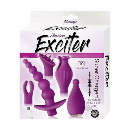 Exciter Ultimate Stim Kit Purple - Powerful Silicone Vibrator with 4 Interchangeable Sleeves for Intense Pleasure - Model EUSK-001 - Designed for All Genders and Multiple Areas of Pleasure