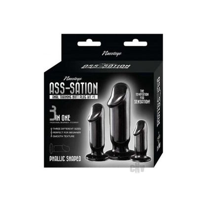 Introducing the SensaPleasure Ass-sation Kit 1 Black: A Comprehensive Anal Training Butt Plug Set for Beginners - Adult Naughty Store