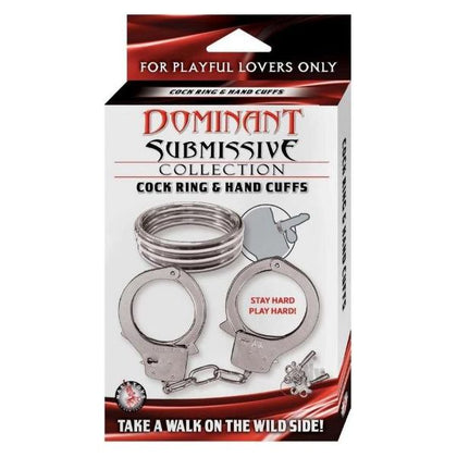 Introducing the Luxe Pleasure Co. Dominant Submissive Coll Cockring Cuffs - Model DS-5001: Unleash Your Desires with Style and Elegance! - Adult Naughty Store