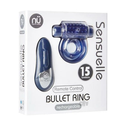 Sensuelle Remote Control Bullet Ring Blu - Rechargeable Vibrating Cock Ring for Enhanced Pleasure - Model SRB-500 - Blue - Adult Naughty Store