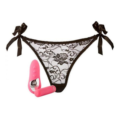 Sensuelle Pleasure Panty Bullet Remote Control Pink - Women's Lace Detail Side Tie Cotton Panty with 15 Functions USB Rechargeable Bullet Vibrator - Model SPB-RC-PNK - One Size Fits Most - Adult Naughty Store