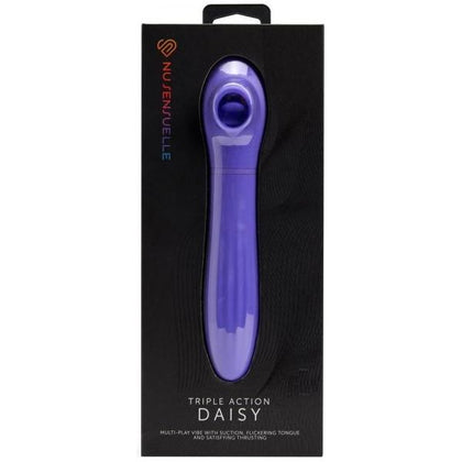 Experience Intense Satisfaction with Sensuelle Daisy Triple Action Violet - Compact Vibrating Suction, Flickering Tongue & Realistic Thrusting Stimulator for Enhanced Female Pleasure